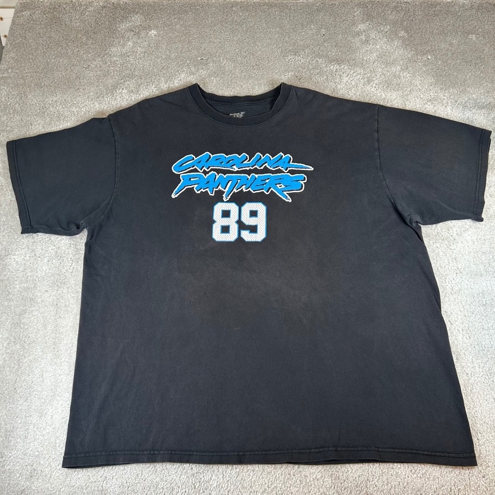 VTG Reebok Carolina Panthers T-Shirt Mens 2XL Black Steve Smith 89‎ Graphic Tee